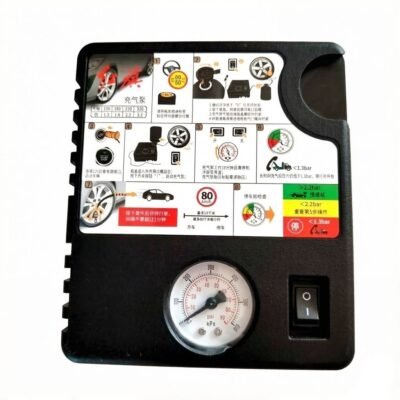Portable Car Tyre Inflator Air Compressor with Pressure Gauge – 12V